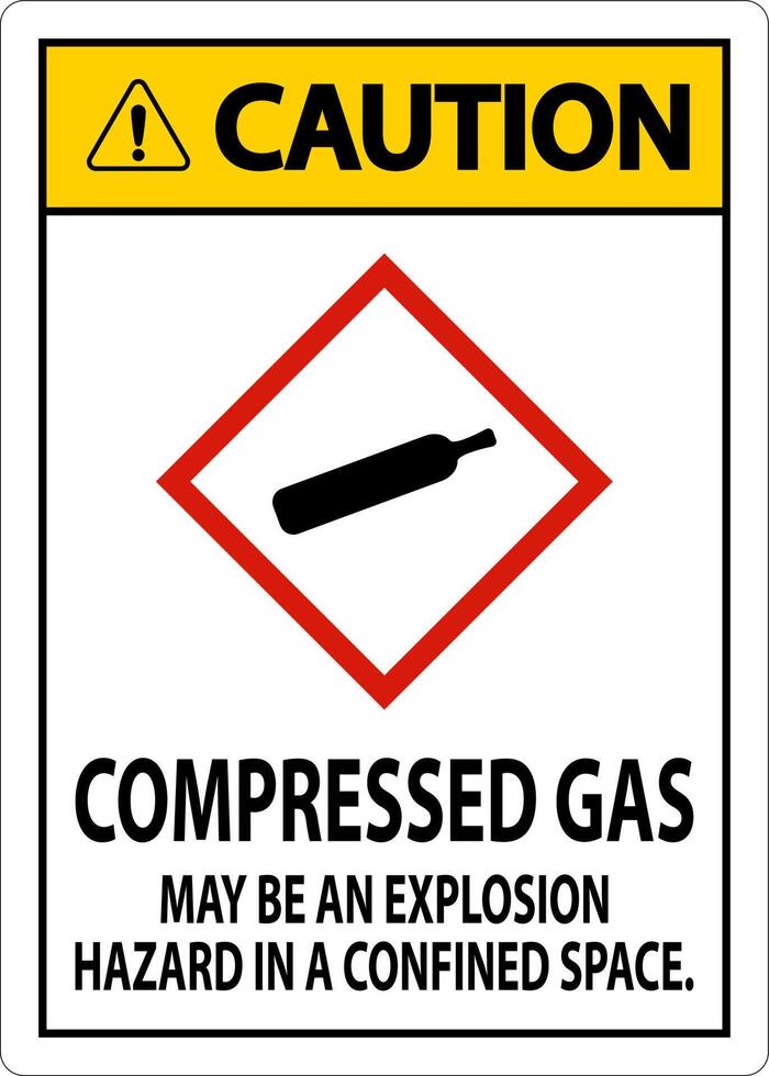 Caution Compressed Gas GHS Sign On White Background vector