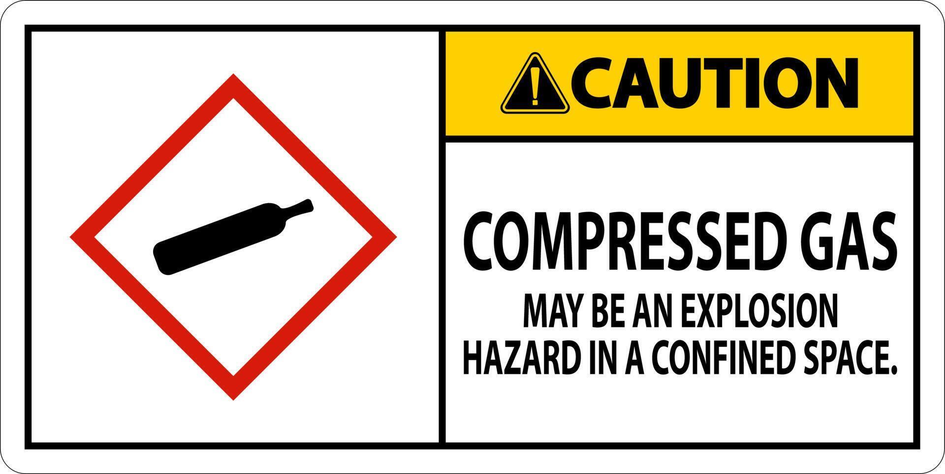 Caution Compressed Gas GHS Sign On White Background vector