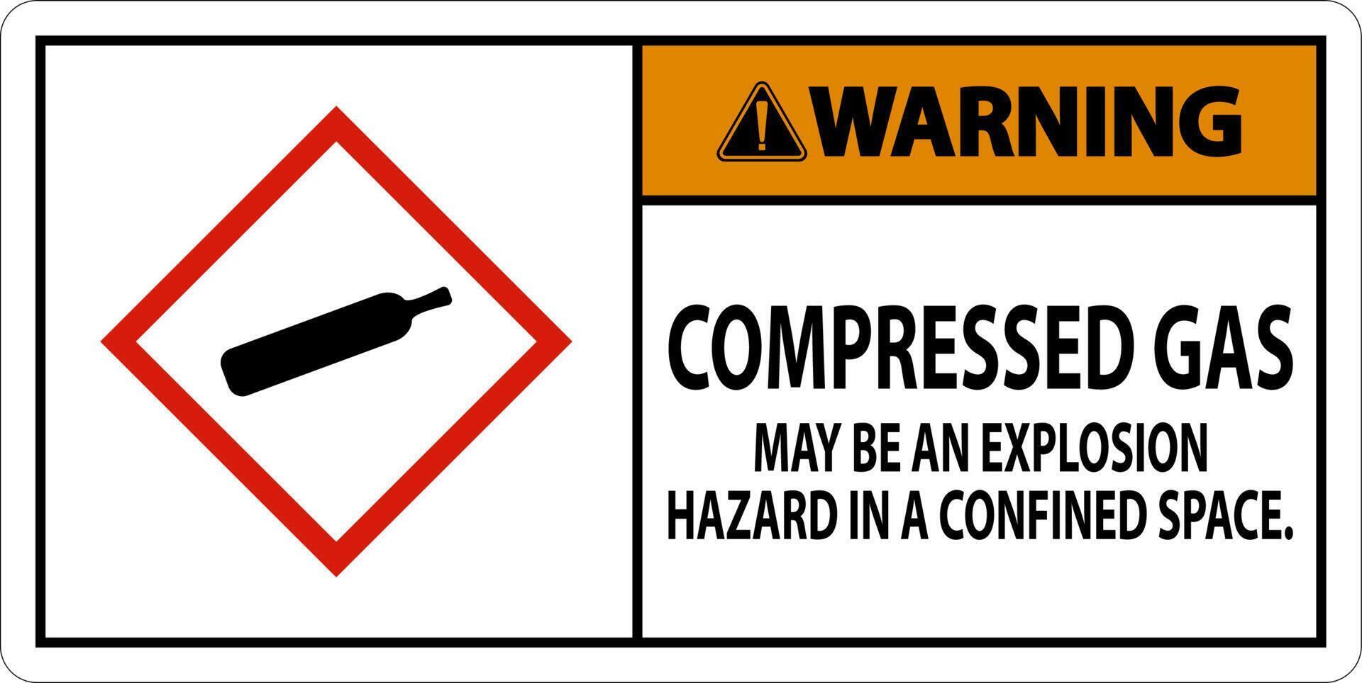 Warning Compressed Gas GHS Sign On White Background vector