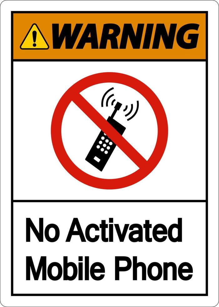 Warning No Activated Mobile Phone Sign On White Background vector