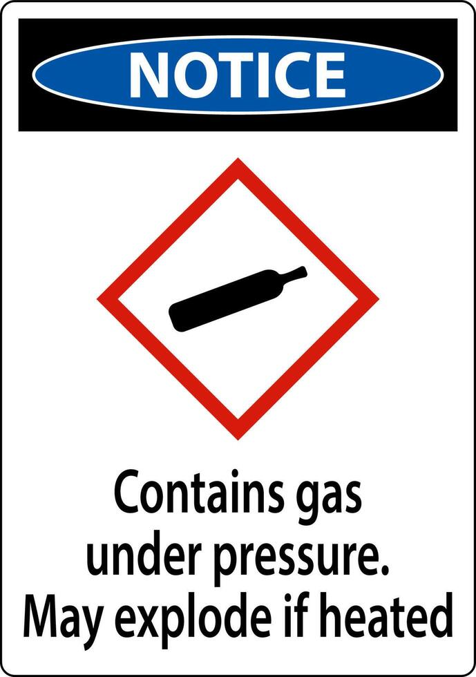 Notice Contains Gas Under Pressure GHS Sign On White Background vector