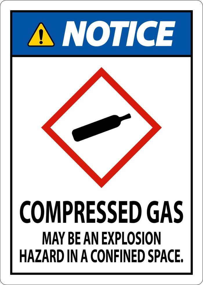 Notice Compressed Gas GHS Sign On White Background vector