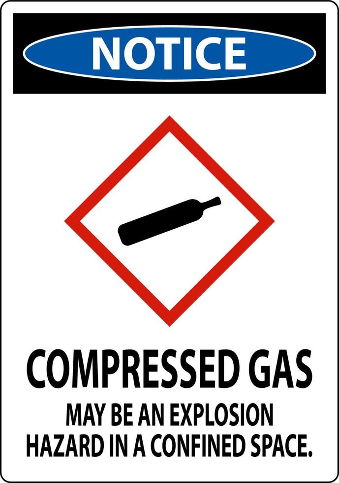 Notice Compressed Gas GHS Sign On White Background vector