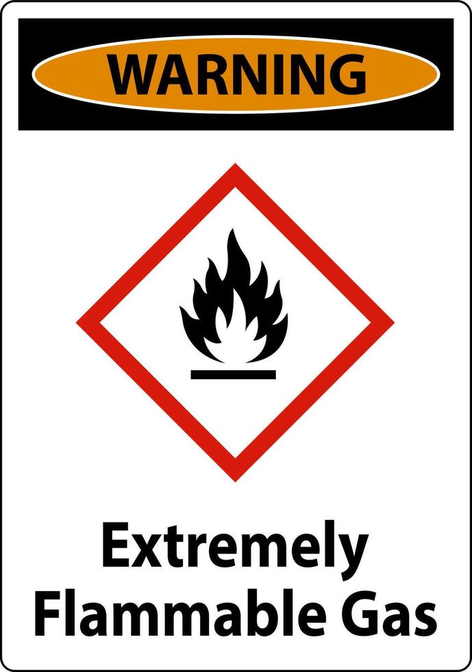 Warning Extremely Flammable Gas GHS Sign On White Background vector