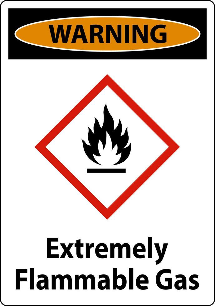 advertencia de gas extremadamente inflamable signo de ghs sobre fondo blanco vector