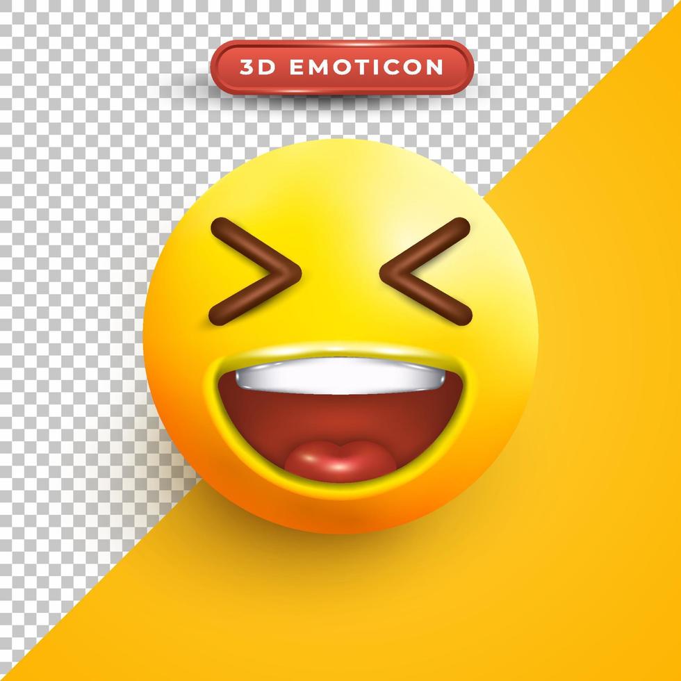 3d emoji closing eyes and happy vector