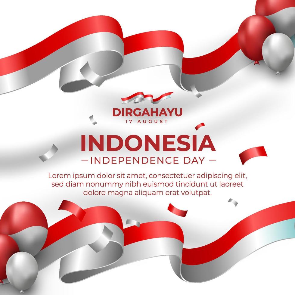 Indonesian Independence Day Social Media Flyer with Red and White Ornaments vector