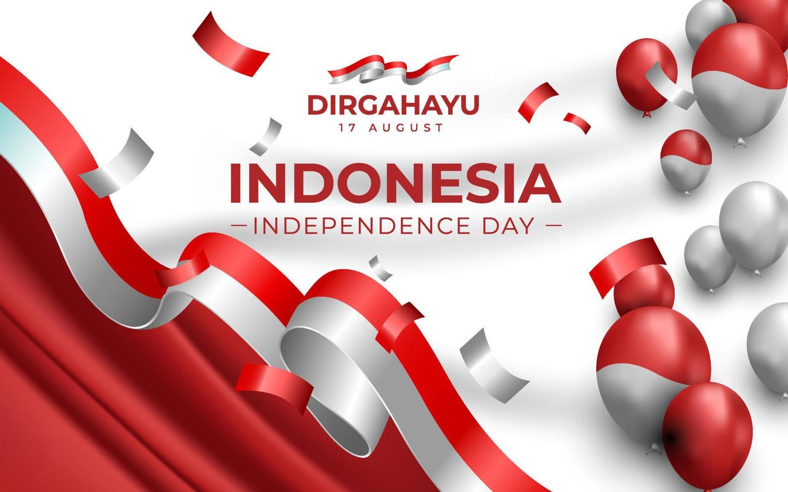 Indonesian Independence Day Landscape Banner Template with Red and White Shades vector