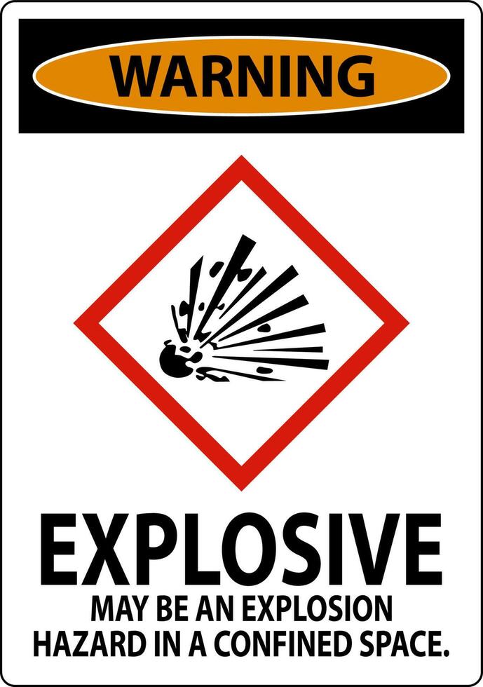 Warning Explosive GHS Sign On White Background vector