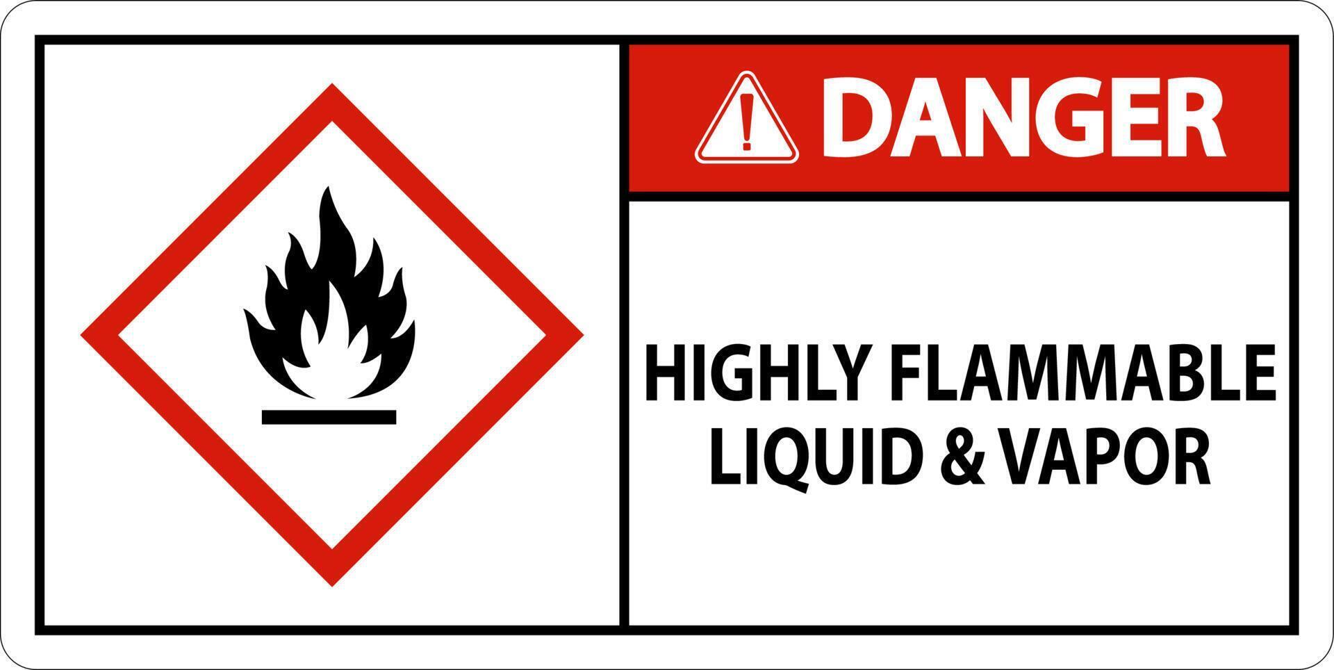 Danger Highly Flammable Liquid and Vapor GHS Sign vector