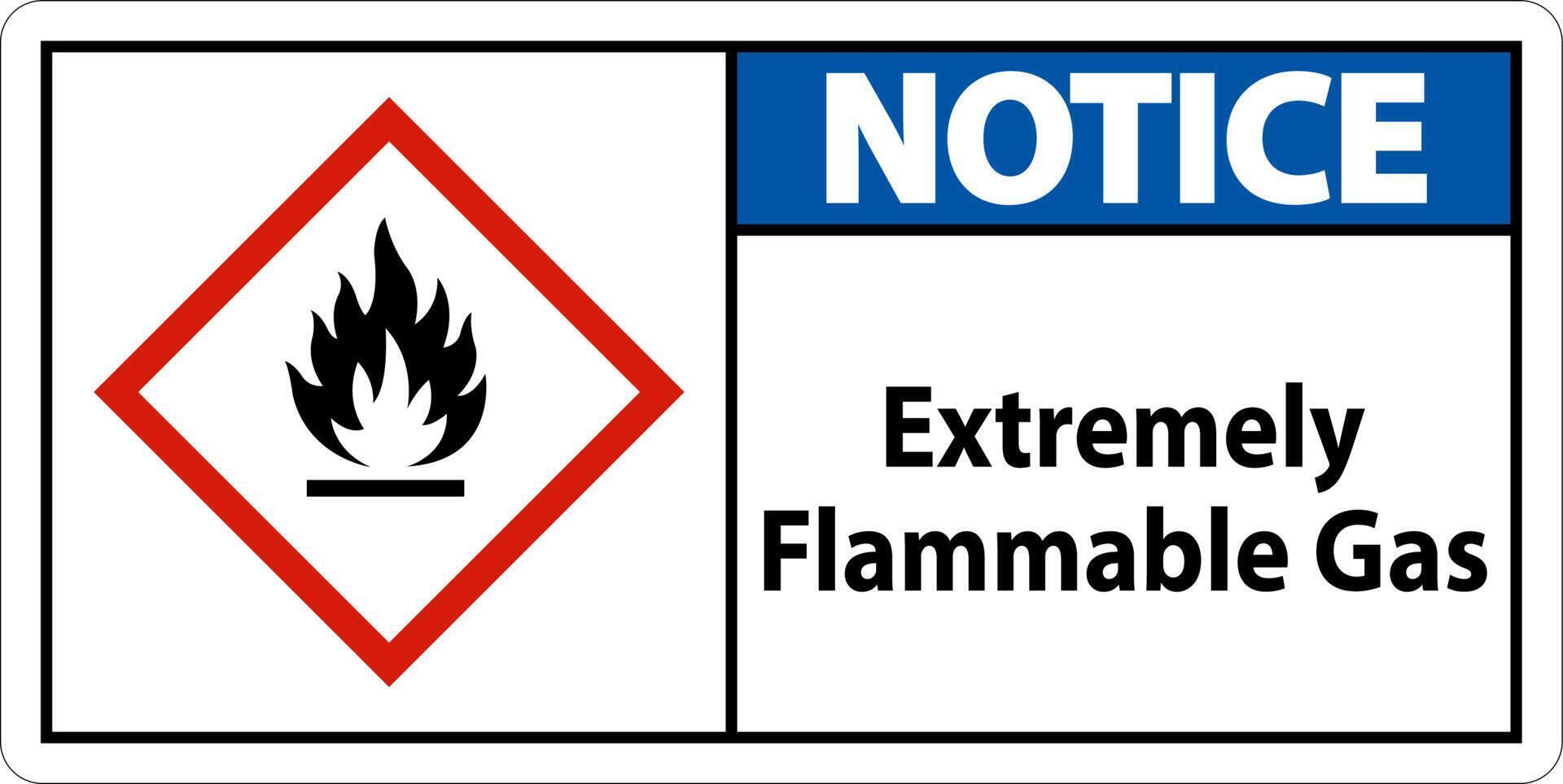 observe el signo de ghs de gas extremadamente inflamable sobre fondo blanco vector