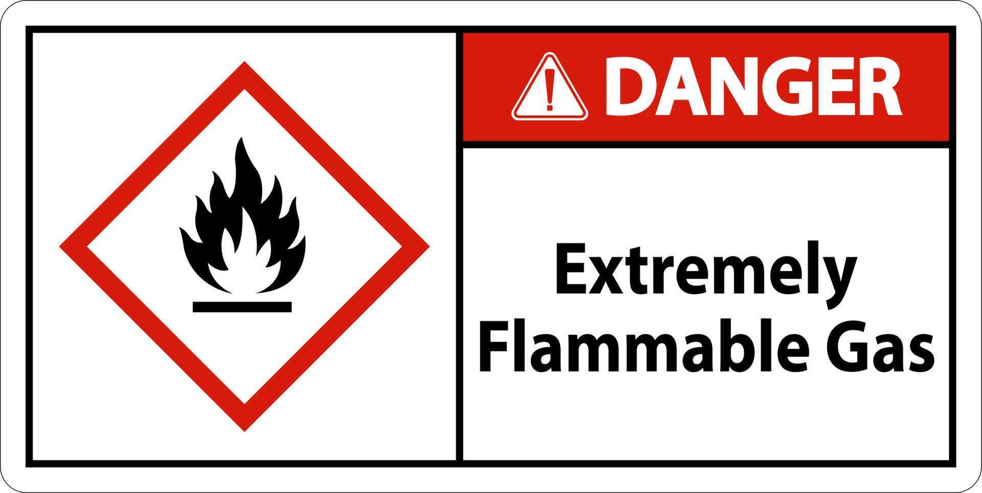 Danger Extremely Flammable Gas GHS Sign On White Background vector
