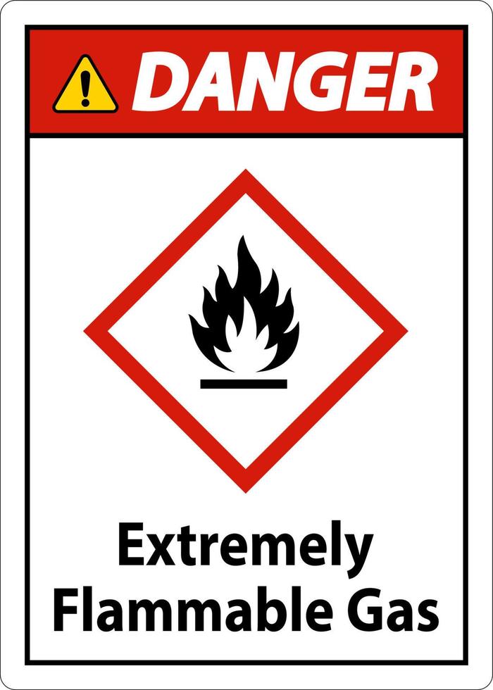 Danger Extremely Flammable Gas GHS Sign On White Background vector