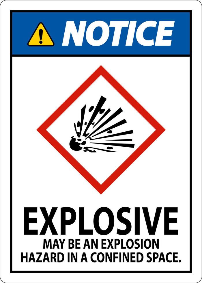 Notice Explosive GHS Sign On White Background vector