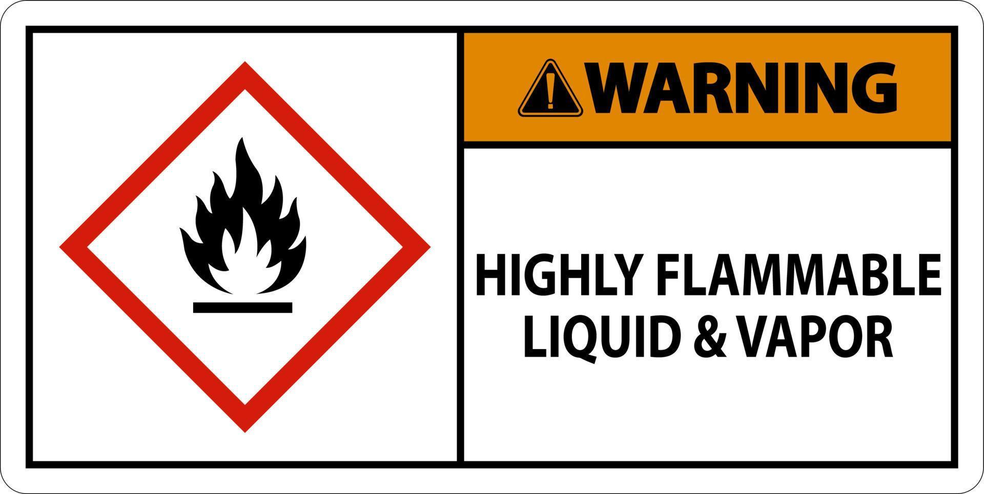 Warning Highly Flammable Liquid and Vapor GHS Sign vector