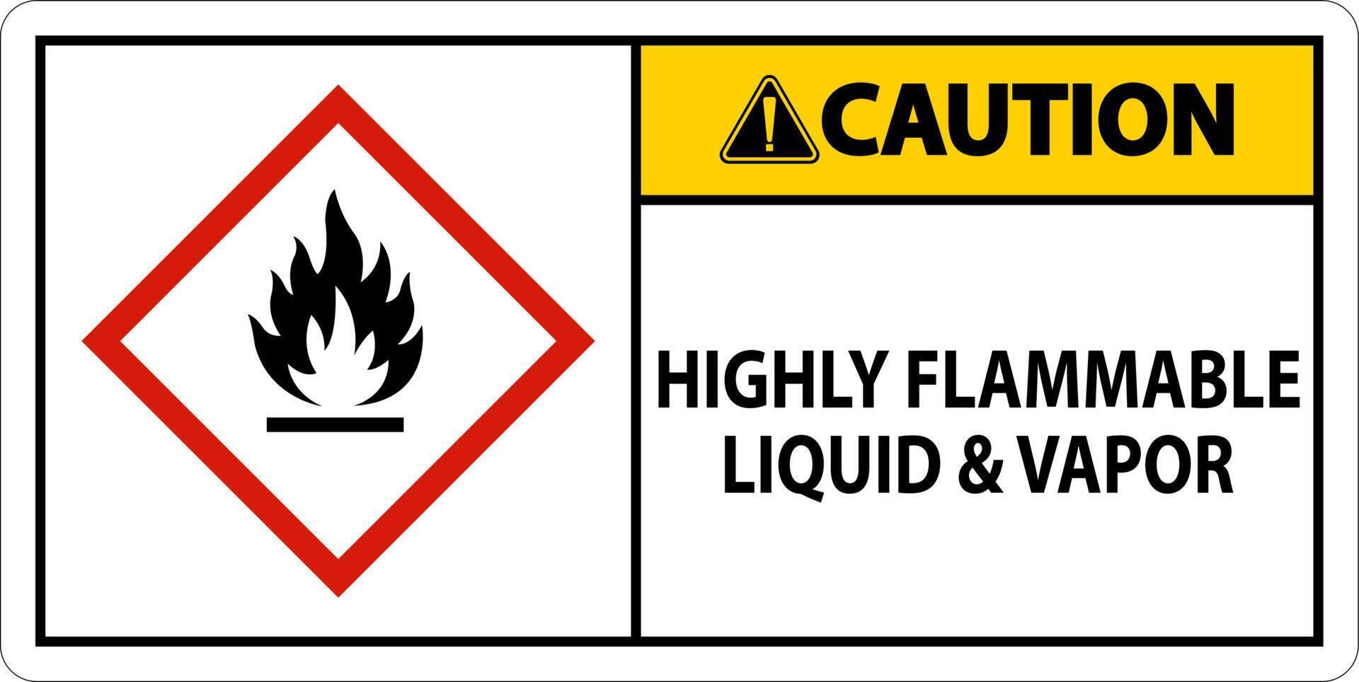 Caution Highly Flammable Liquid and Vapor GHS Sign vector