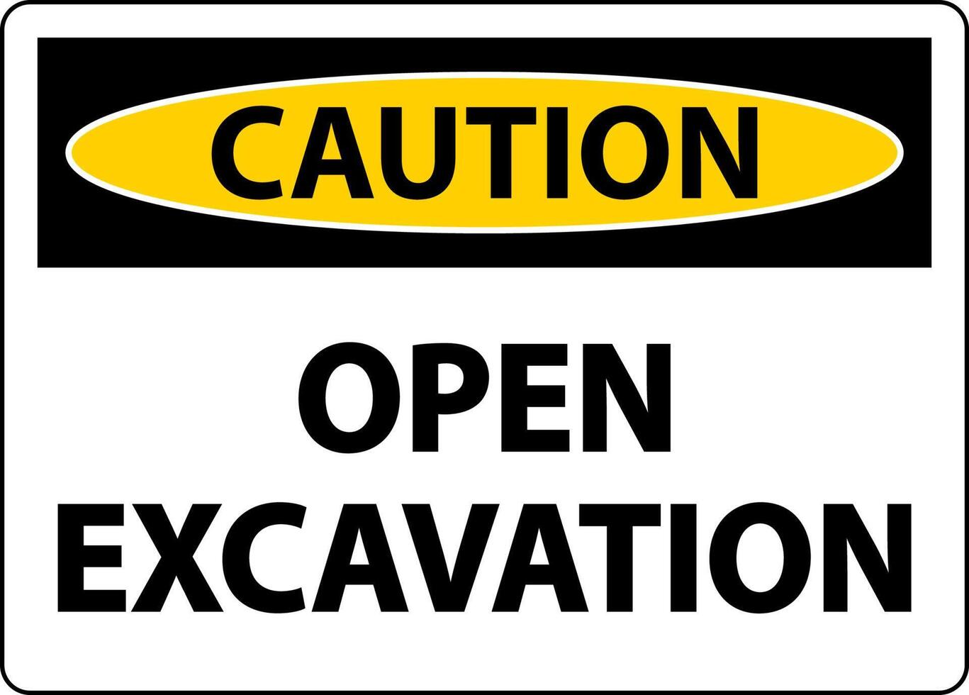 Caution Open Excavation Sign On White Background vector