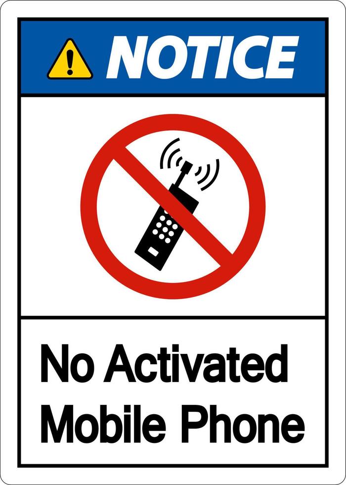 Notice No Activated Mobile Phone Sign On White Background vector