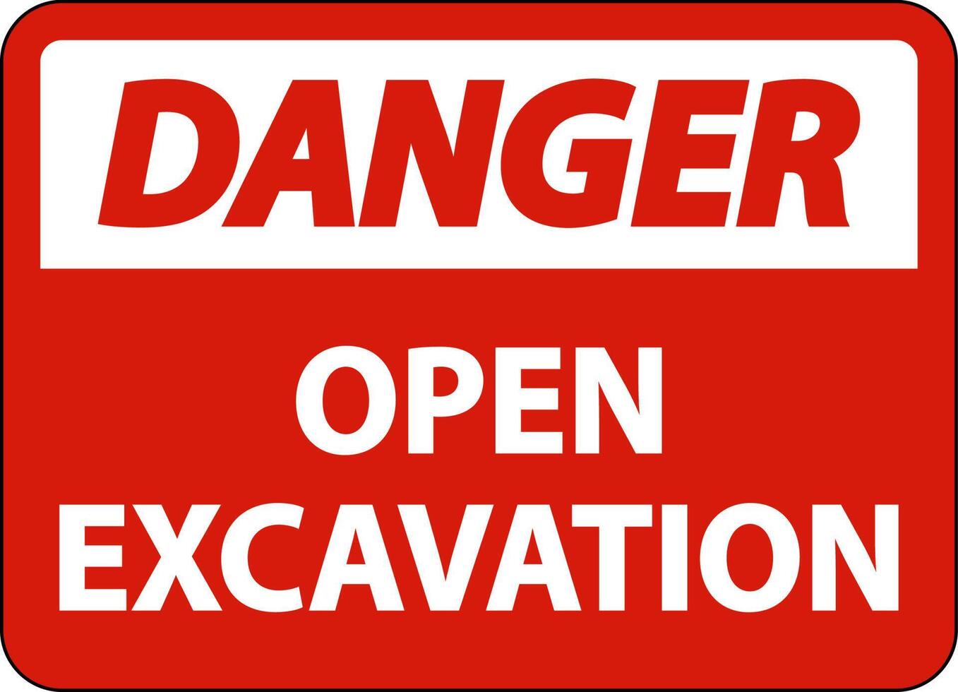 Danger Open Excavation Sign On White Background vector