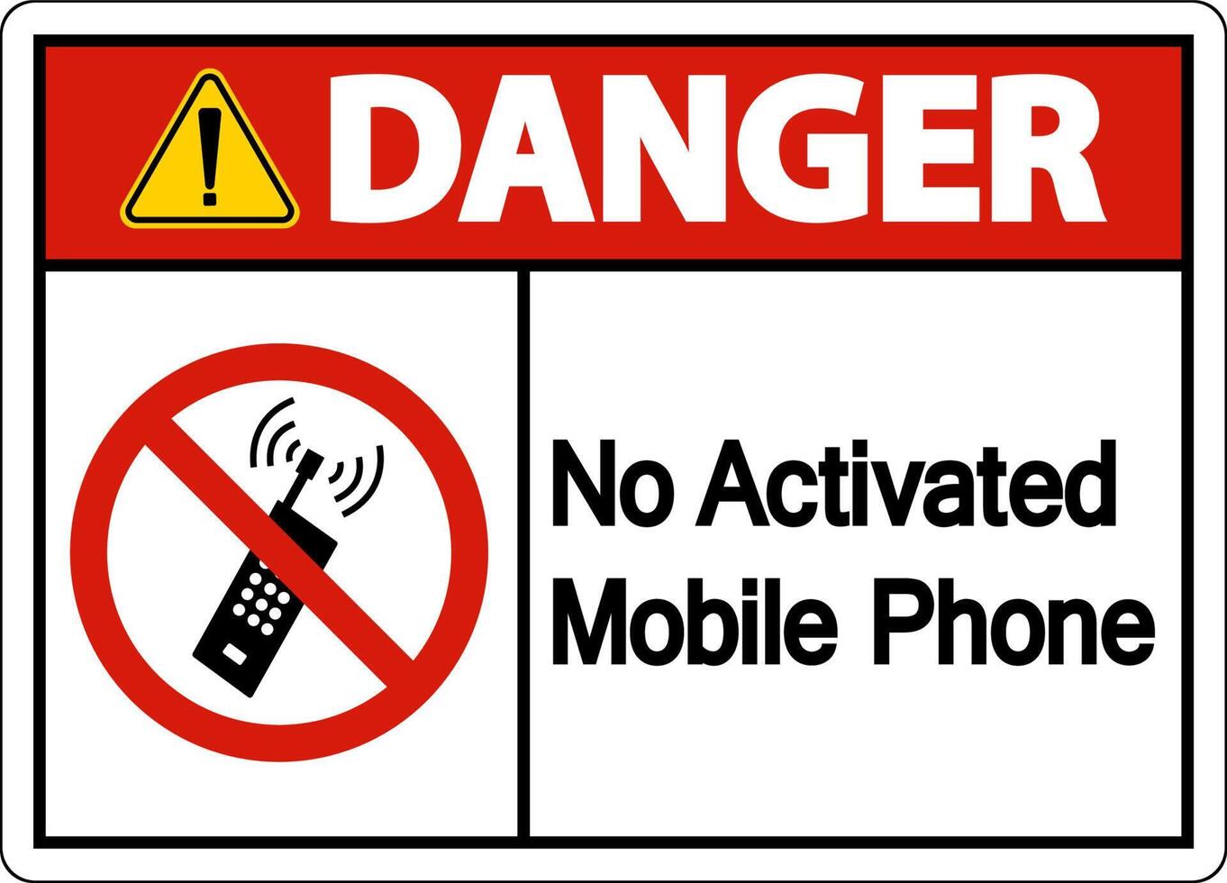 Danger No Activated Mobile Phone Sign On White Background vector