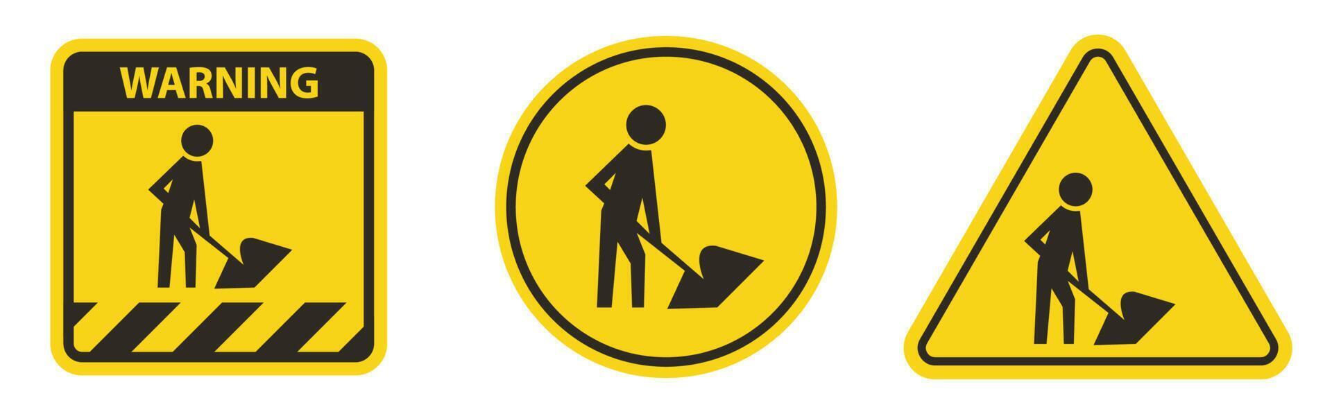 Caution Men At Work Symbol Sign Isolate on White Background,Vector Illustration vector