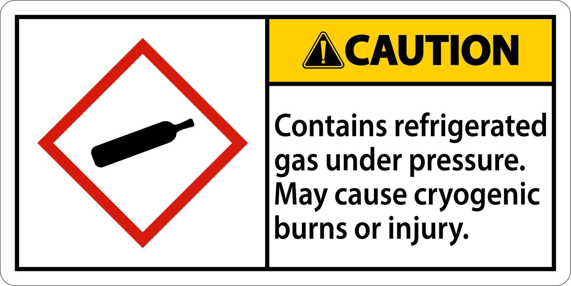 Caution Contains Refrigerated Gas Under Pressure GHS Sign vector