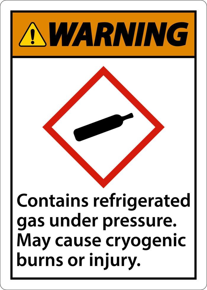 Warning Contains Refrigerated Gas Under Pressure GHS Sign vector