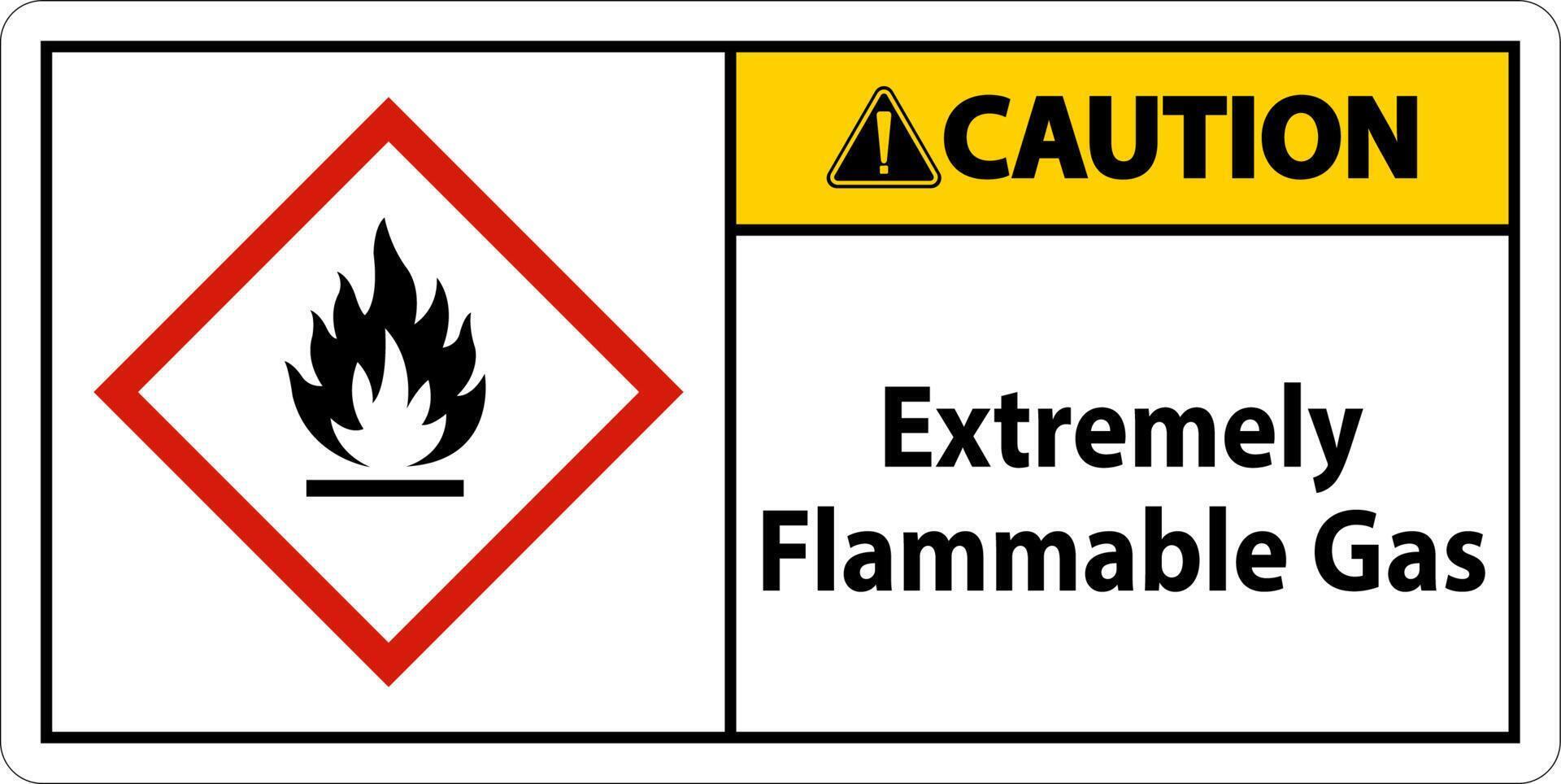 Precaución signo de ghs de gas extremadamente inflamable sobre fondo blanco. vector