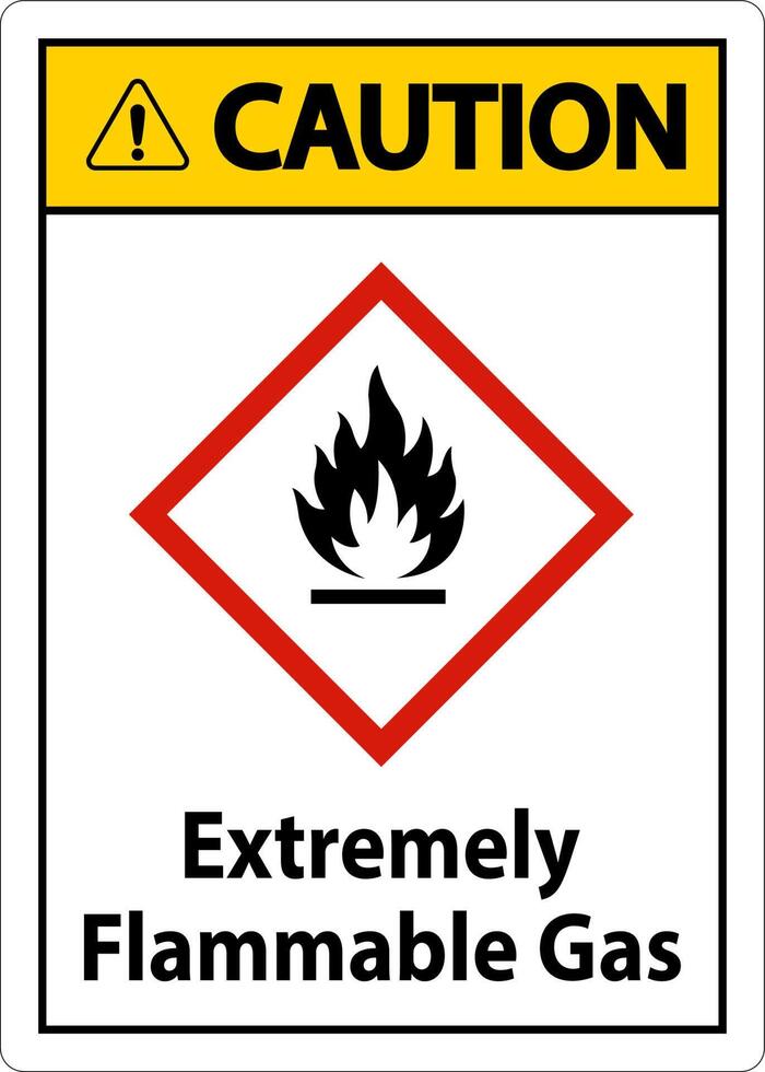 Caution Extremely Flammable Gas GHS Sign On White Background vector