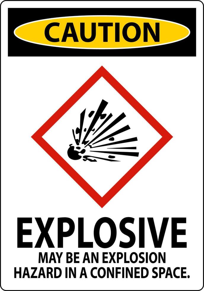 Caution Explosive GHS Sign On White Background vector