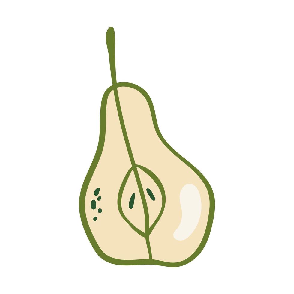 Sweet pear . Vector illustration with doodles on the theme of cozy autumn.A cute element for greeting cards, posters, stickers and seasonal design. Isolated on a white background