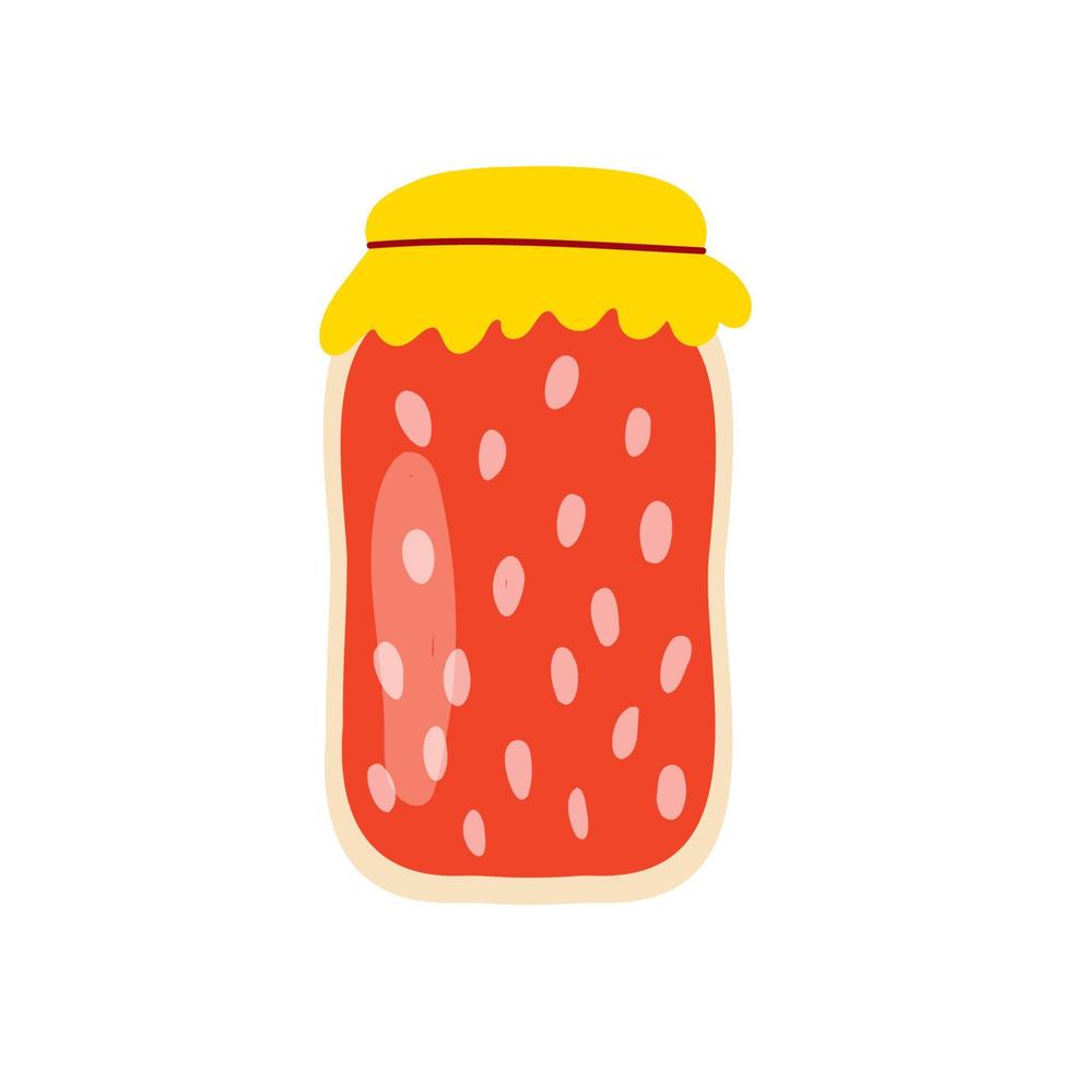 Homemade jar for preserving fruits and vegetables.Glass jars with canned vegetables, compotes and berry jams. Winter supplies. Autumn harvest season. vector