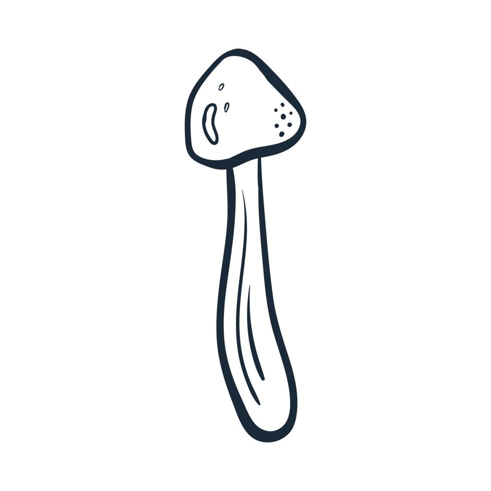 Mushroom line art . Vector illustration with doodles on the theme of cozy autumn.A cute element for greeting cards, posters, stickers and seasonal design. Isolated on a white background.