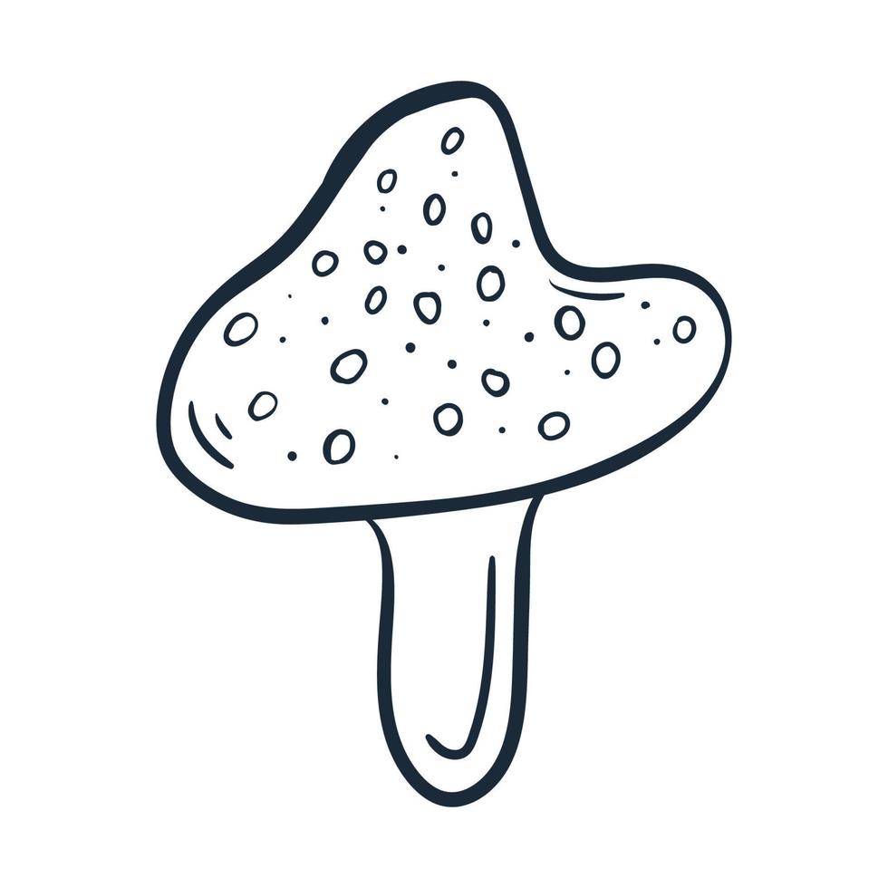 Mushroom line art . Vector illustration with doodles on the theme of cozy autumn.A cute element for greeting cards, posters, stickers and seasonal design. Isolated on a white background.