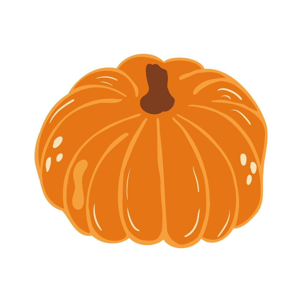 Cute autumn pumpkin. Vector illustration with doodles in the theme of cozy autumn.A cute element for greeting cards, posters, stickers and seasonal design. Isolated on a white background