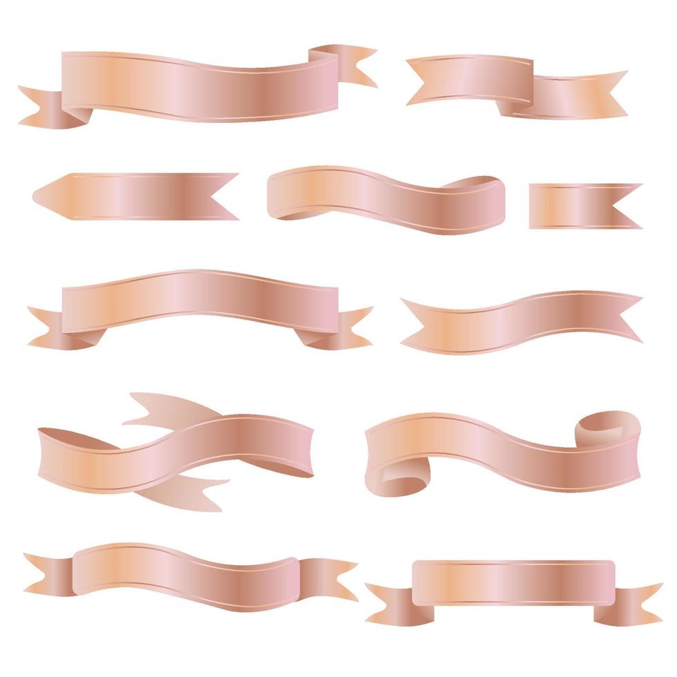 pink gold ribbons. ribbon vector collection. Illustration ribbon banner, vector. isolated background