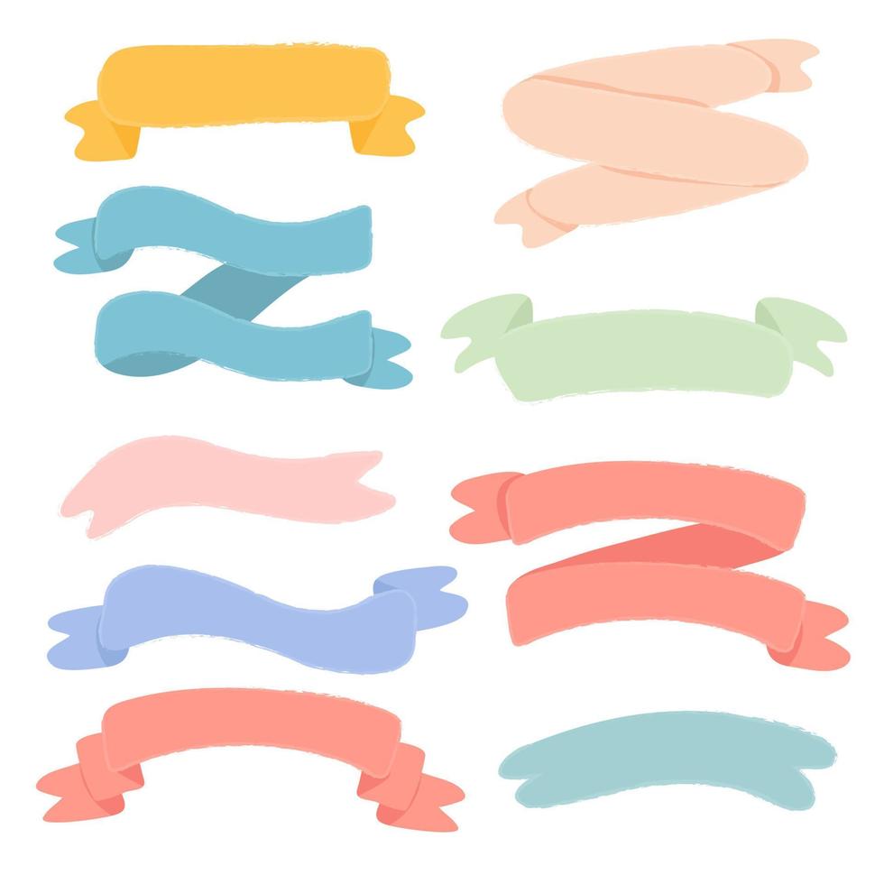 Collection of hand drawn ribbons.Illustration ribbon banner, vector. isolated background vector