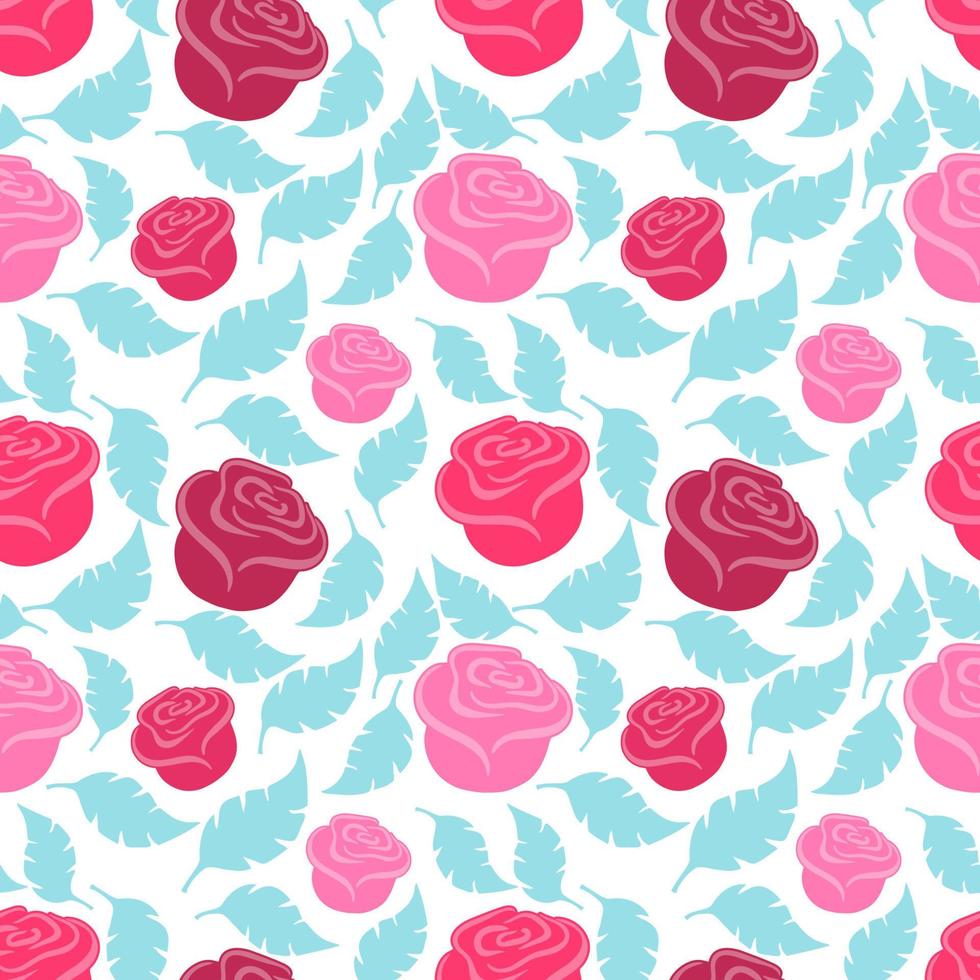 Sweet Background Rose and Leaf Seamless Pattern for Fabric Textile Wallpaper. vector