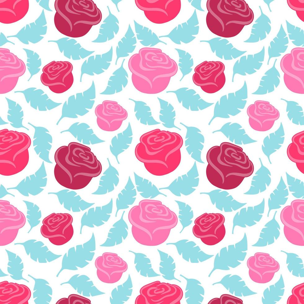 Sweet Background Rose and Leaf Seamless Pattern for Fabric Textile Wallpaper. vector