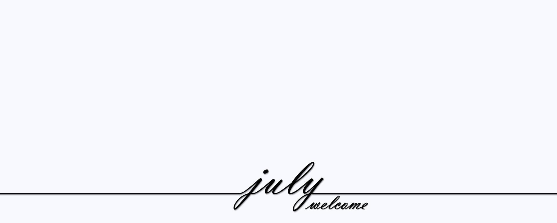 Simple banner with hand drawn july lettering vector
