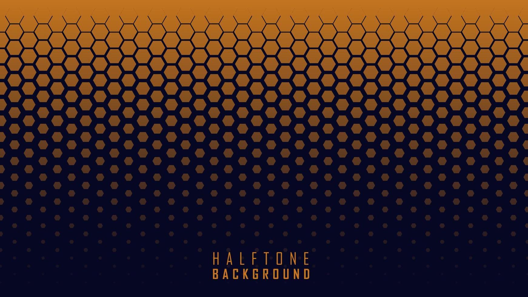 Blue background with orange hexagon halftone dots vector