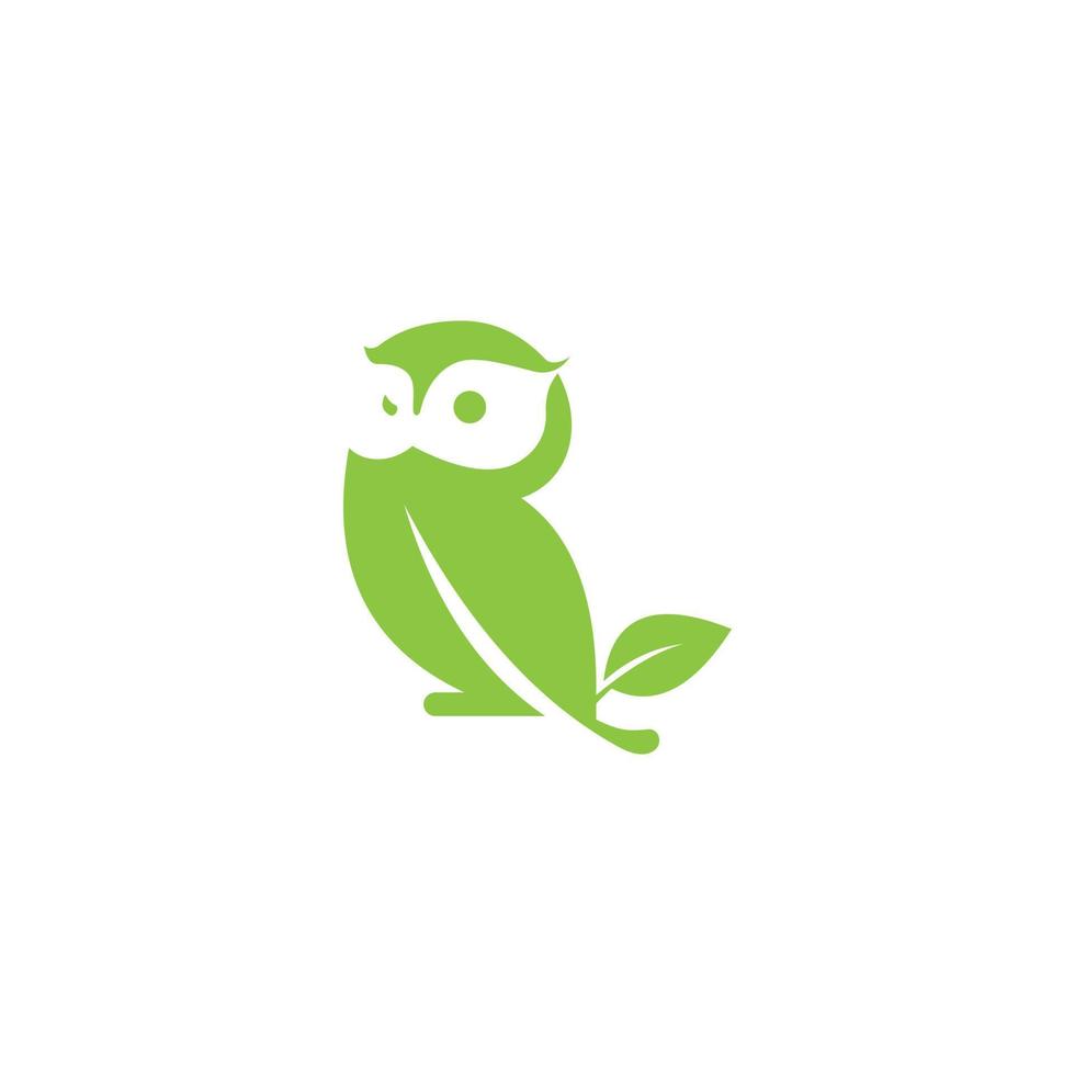 Owl vector logo design with leaf icon vector.