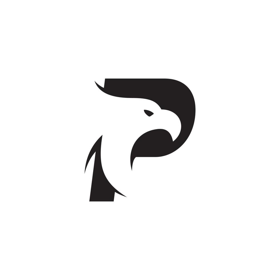 Initial letter P with creative eagle head vector. vector