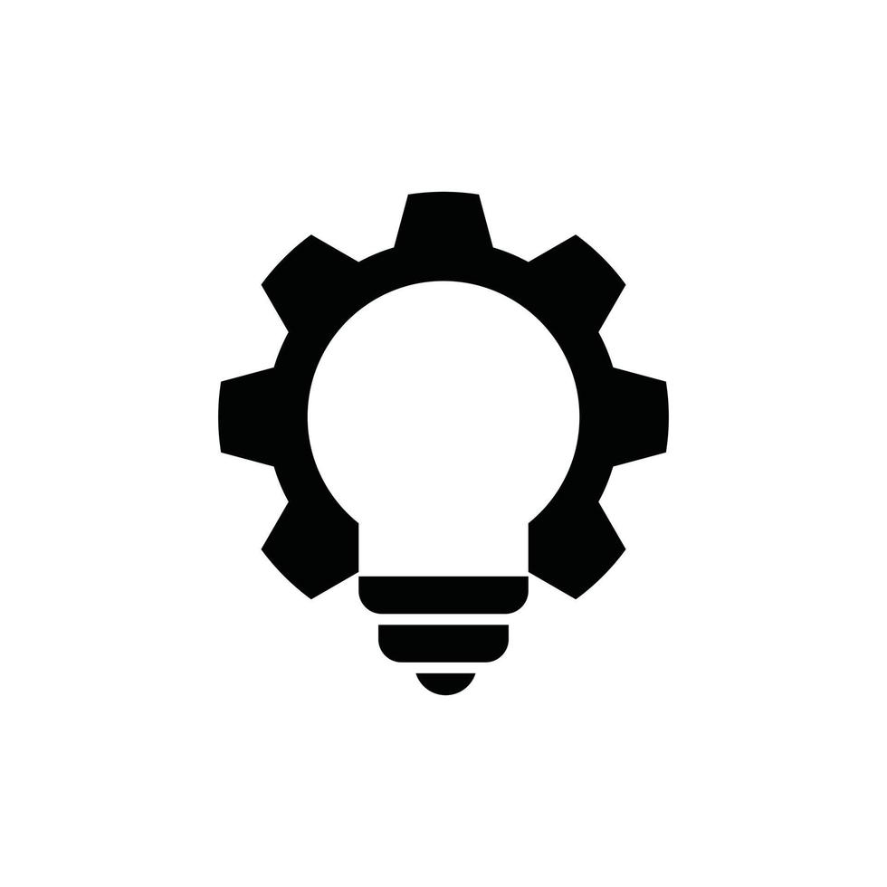 plantilla de diseño de icono de vector de logotipo de bombilla de engranaje
