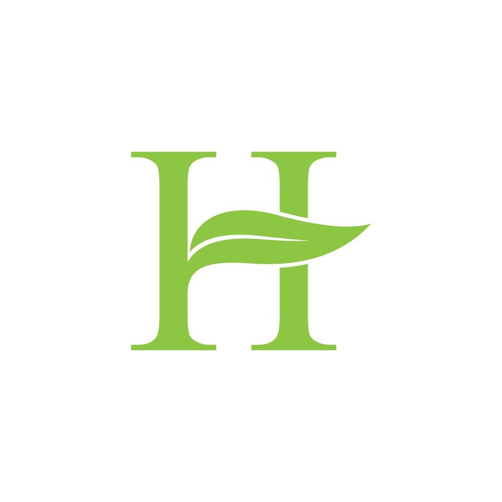 Initial Letter H Logo with leaves vector. vector