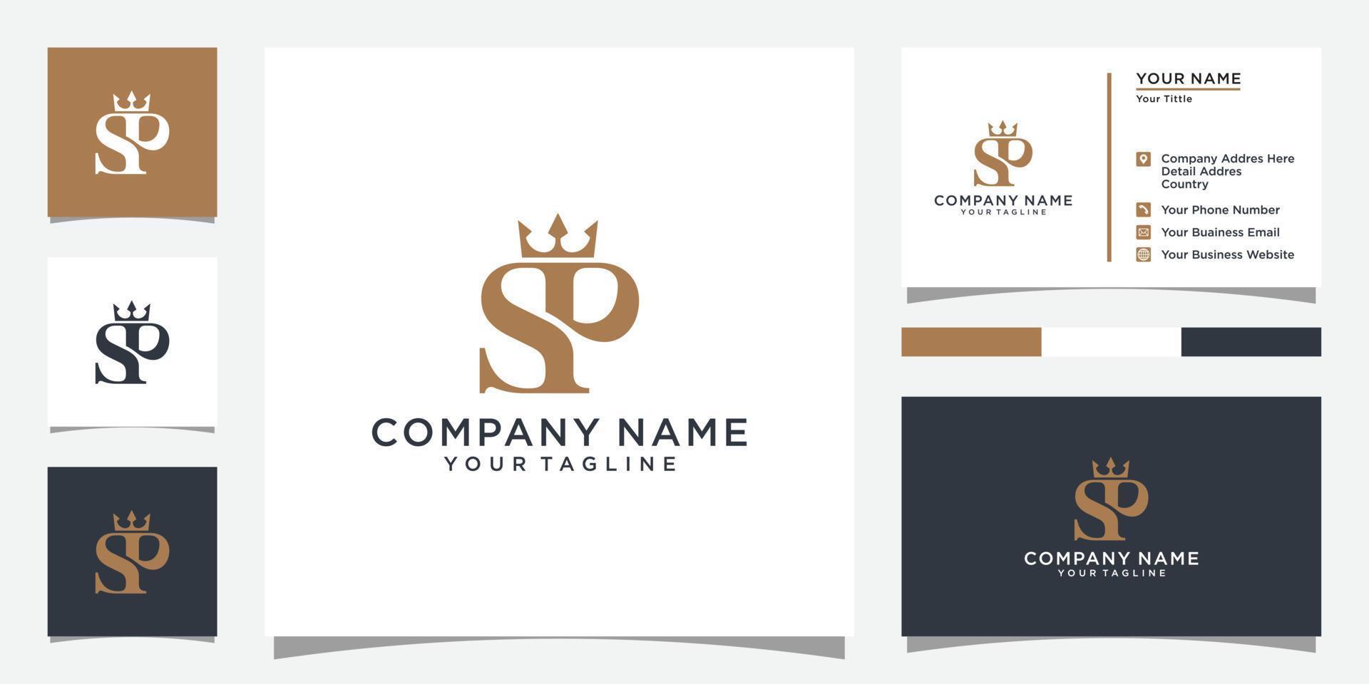 SP or PS initial letter logo design with crown icon vector. vector
