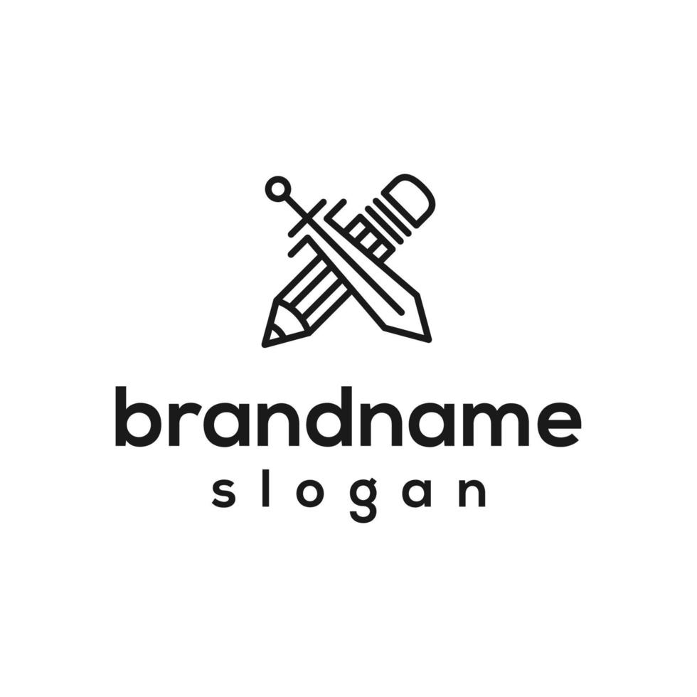 Vector graphic of pencil combined with sword logo design template
