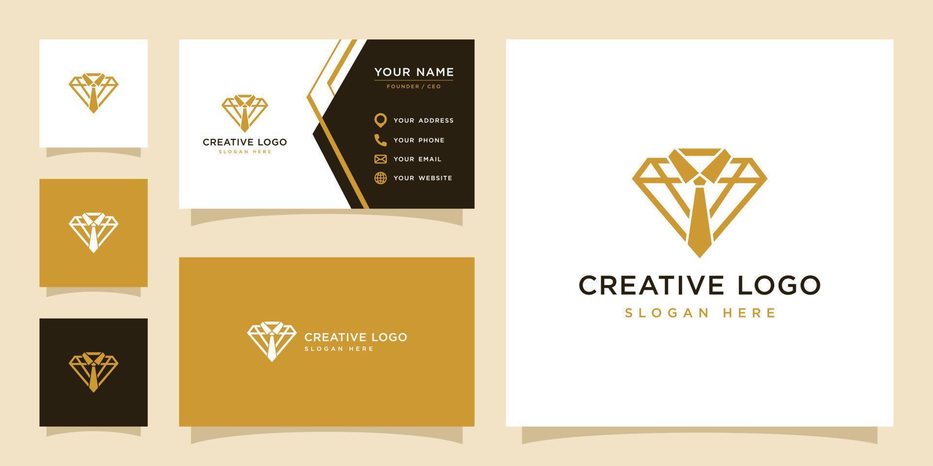 Vector graphic of diamond combined with tie logo design template