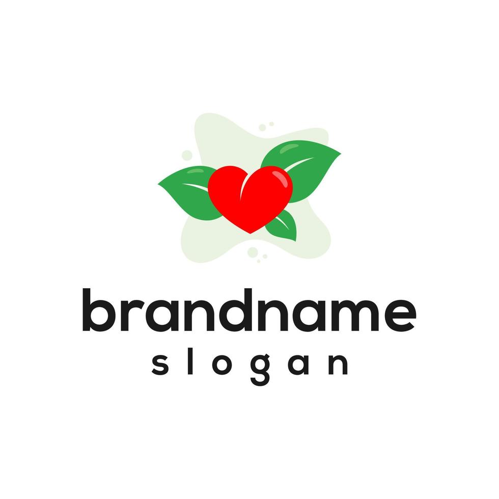 Vector graphic of love leaf logo design template