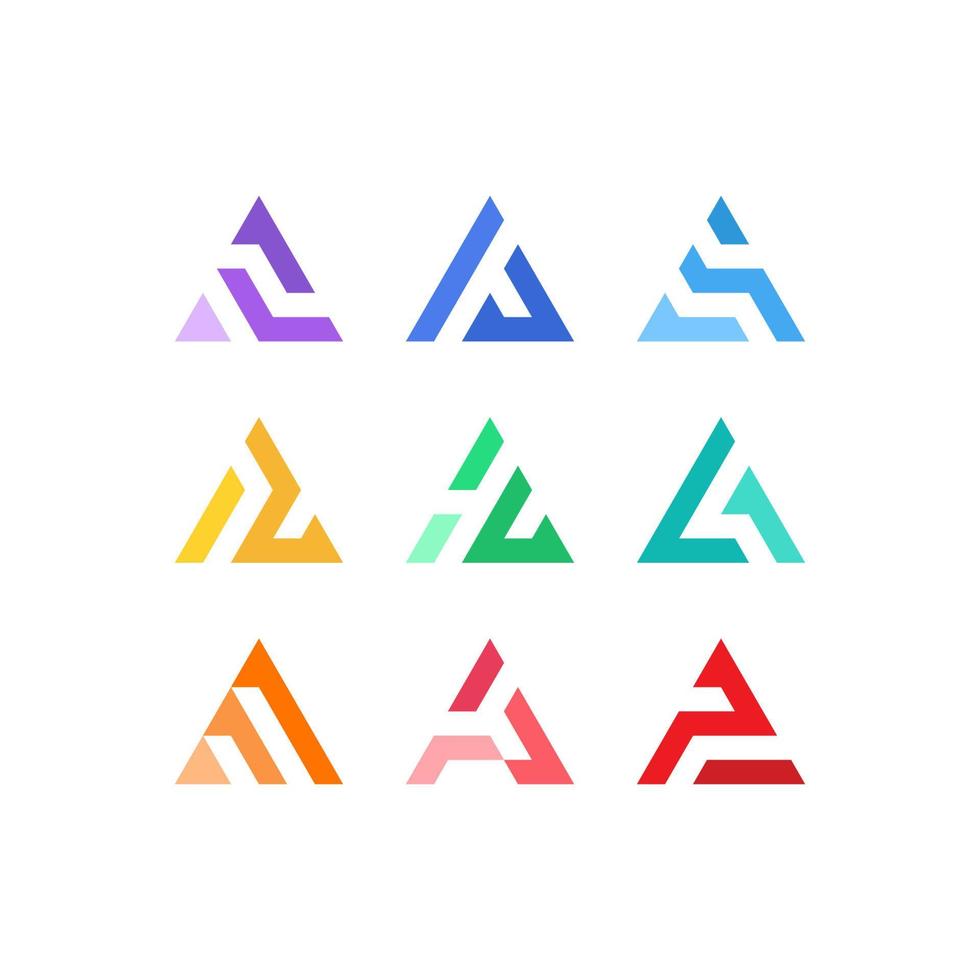 Vector graphic set of initial A logo design template